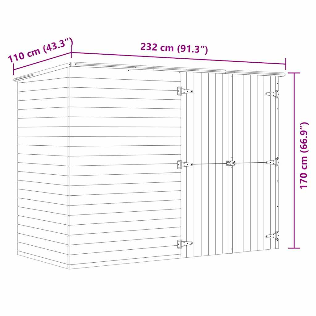 Vrtno spremište za bicikl 232x110x170 cm impregnirana borovina