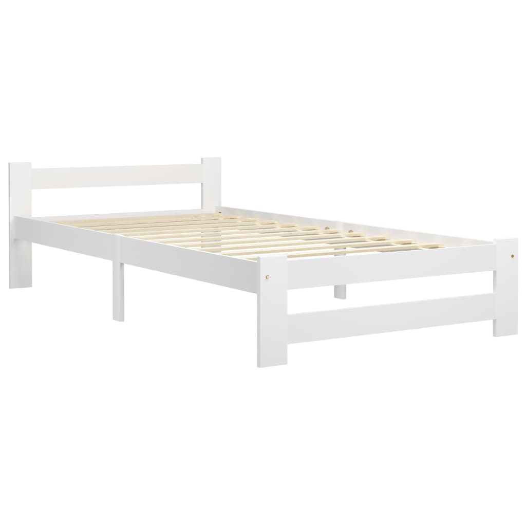 Okvir za krevet od masivne borovine bijeli 90 x 200 cm