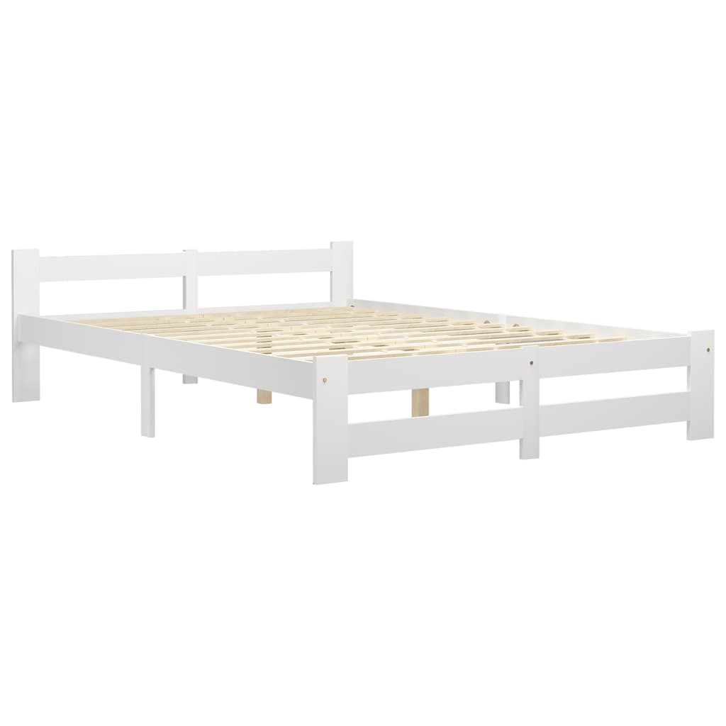 Okvir za krevet od masivne borovine bijeli 140 x 200 cm