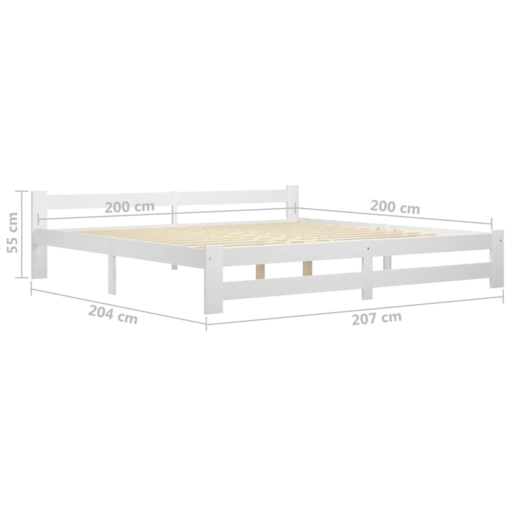 Okvir za krevet od masivne borovine bijeli 200 x 200 cm