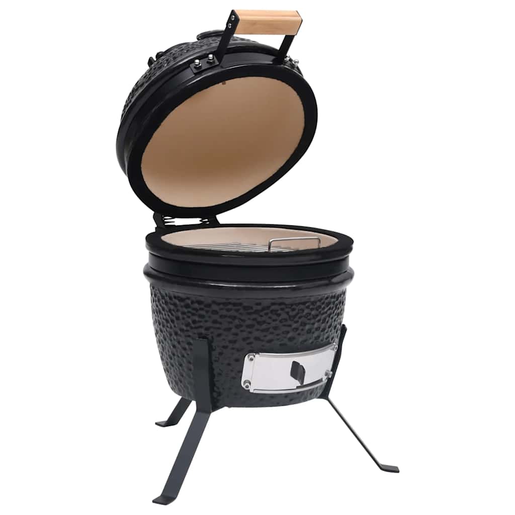2-u-1 roštilj s pušnicom Kamado keramički 56 cm crni