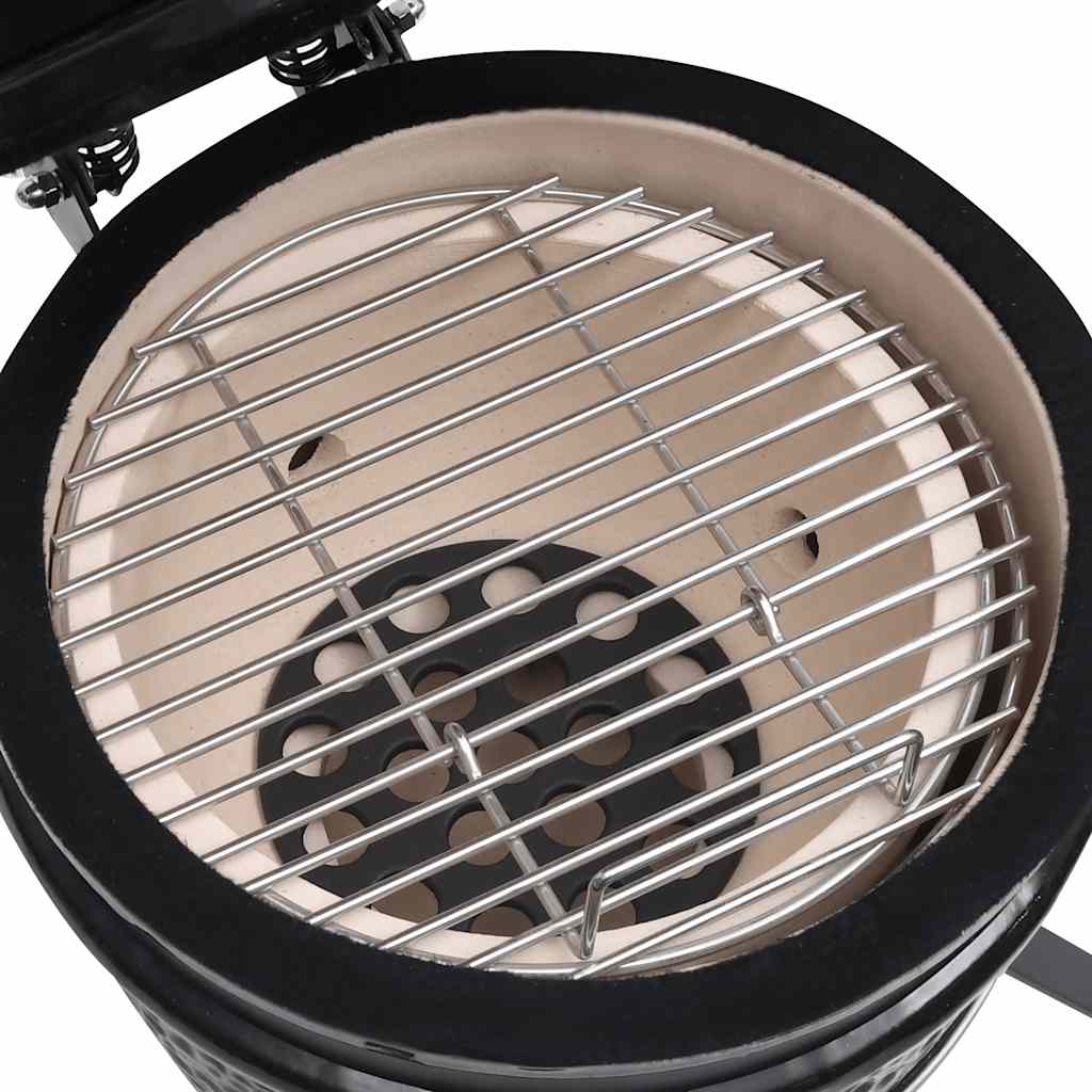 2-u-1 roštilj s pušnicom Kamado keramički 56 cm crni
