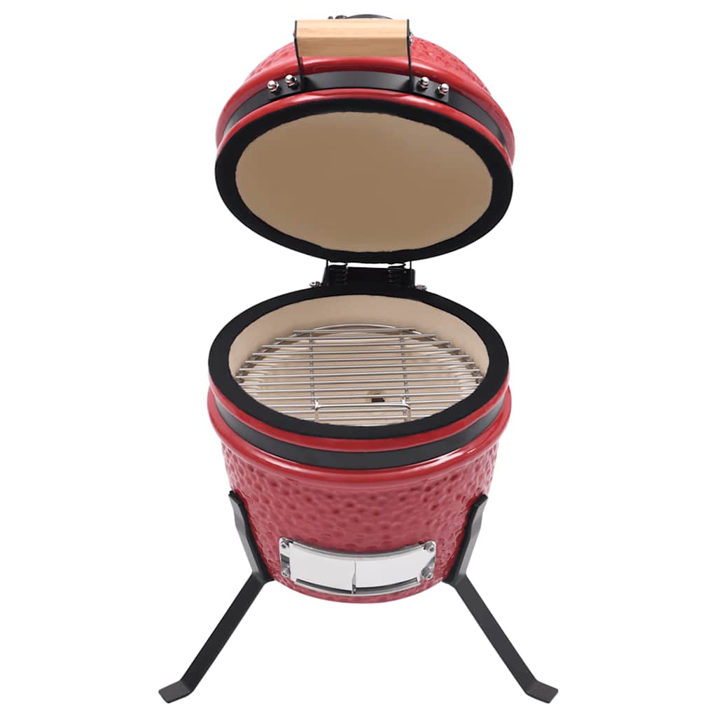 2-u-1 roštilj s pušnicom Kamado keramički 56 cm crveni