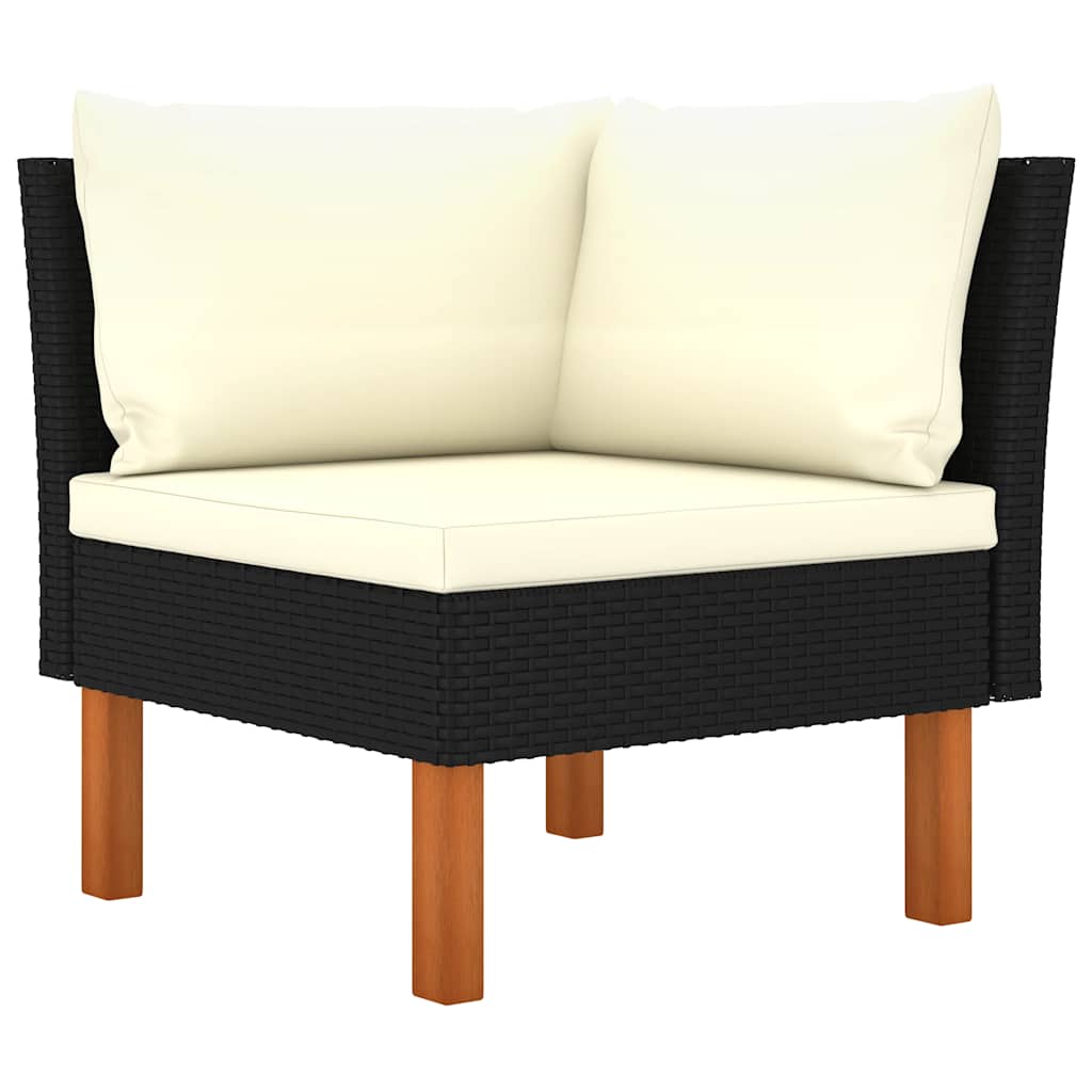 12-dijelna vrtna garnitura od poliratana s jastucima crna