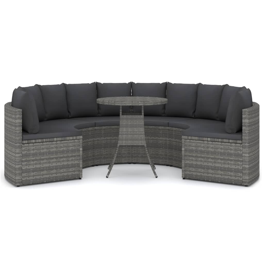 7-dijelni set vrtnih sofa od poliratana s jastucima sivi