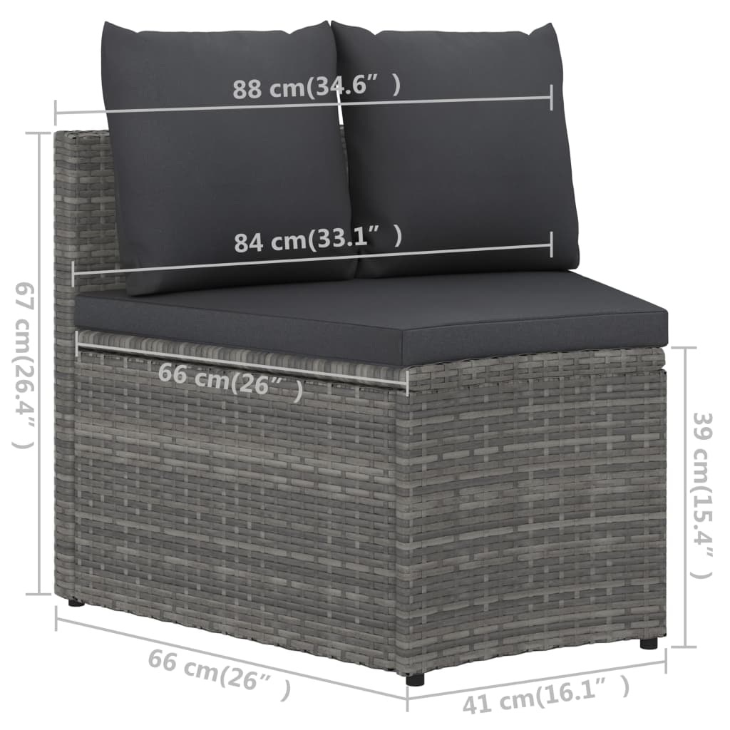 7-dijelni set vrtnih sofa od poliratana s jastucima sivi