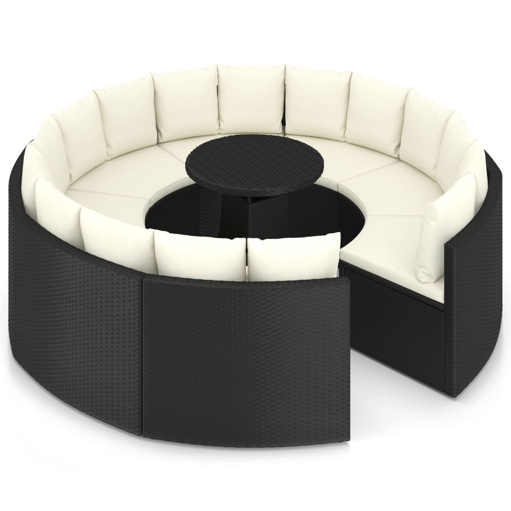 9-dijelni set vrtnih sofa od poliratana s jastucima crni