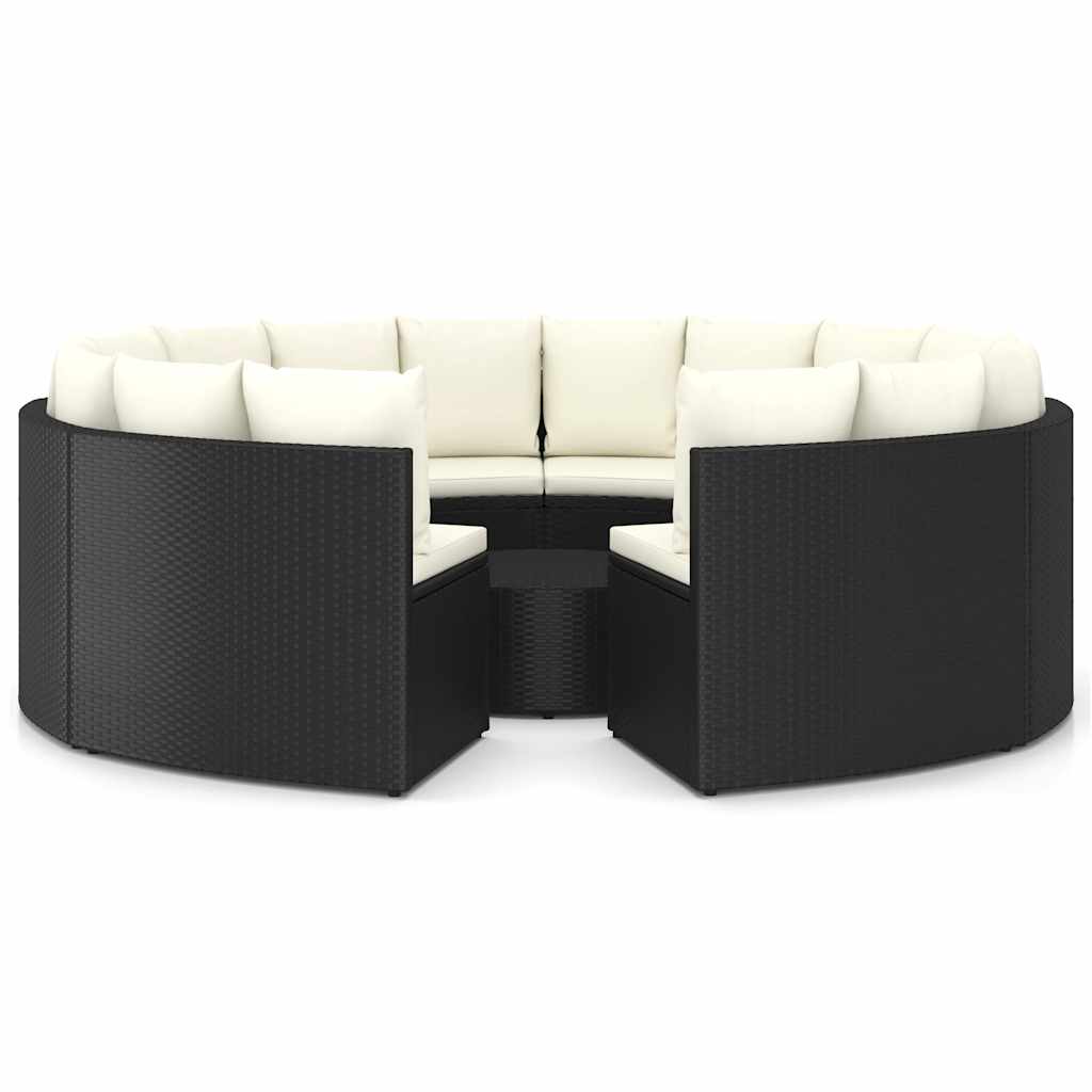 9-dijelni set vrtnih sofa od poliratana s jastucima crni