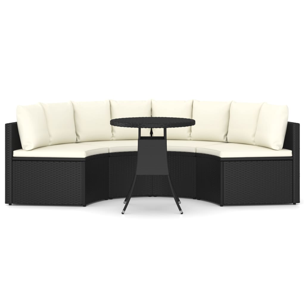5-dijelni set vrtnih sofa od poliratana s jastucima crni