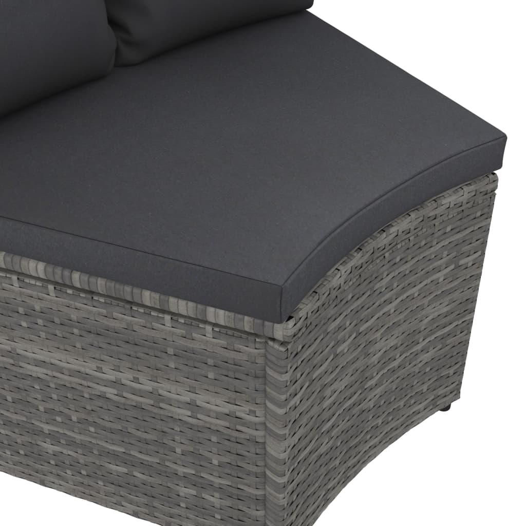 5-dijelni set vrtnih sofa od poliratana s jastucima sivi