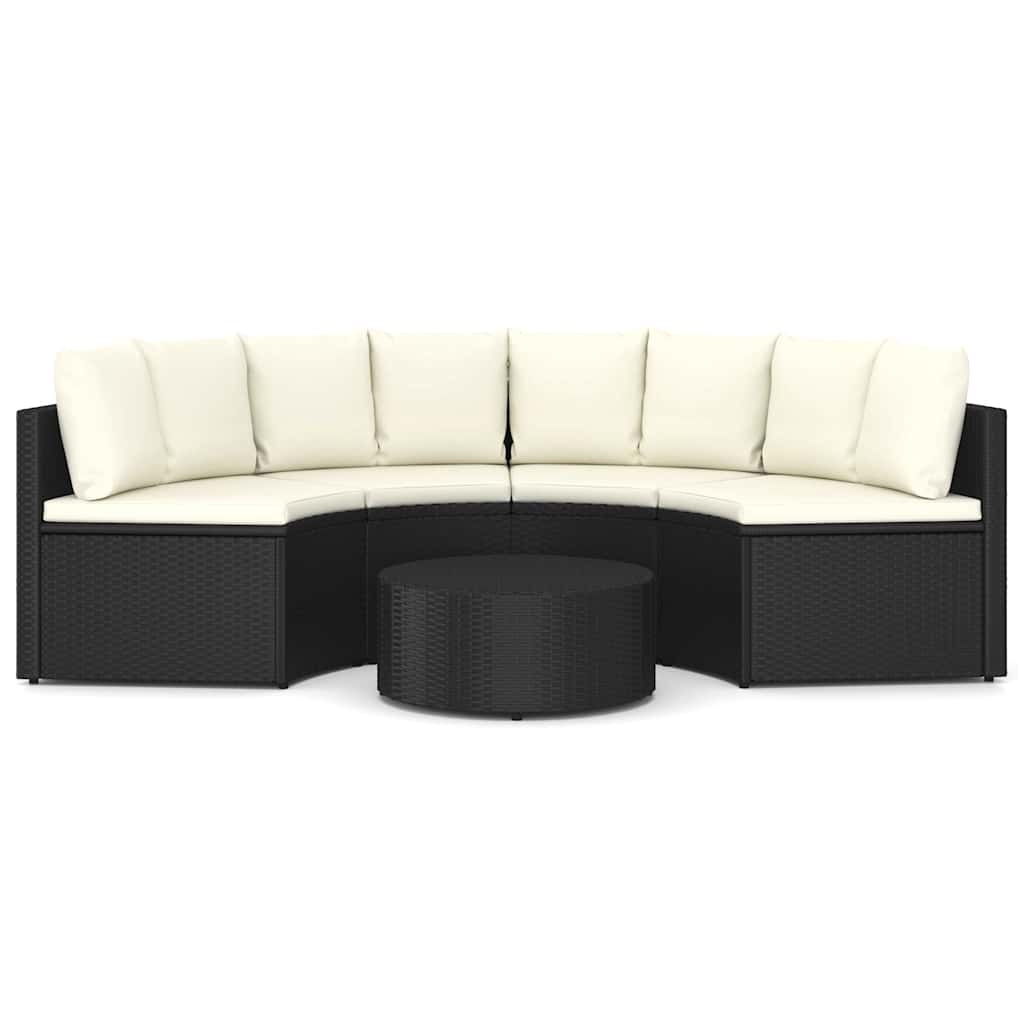 5-dijelni set vrtnih sofa od poliratana s jastucima crni