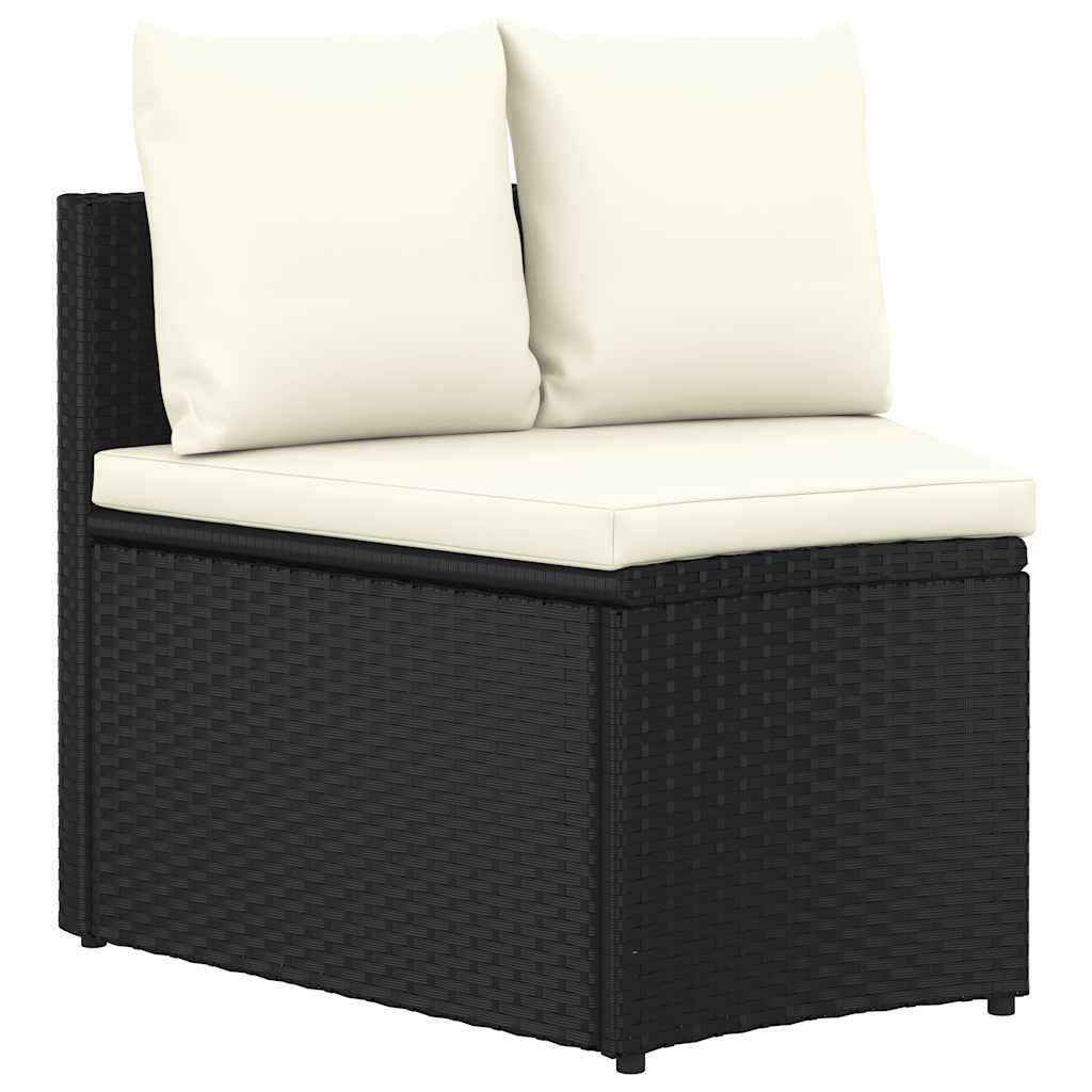 5-dijelni set vrtnih sofa od poliratana s jastucima crni