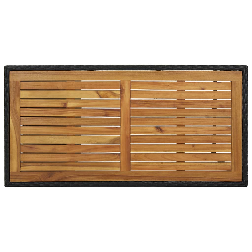 5-dijelni vrtni barski set od poliratana s jastucima crni