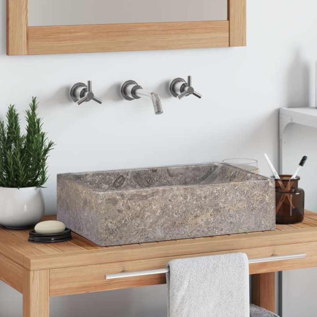 Umivaonik 45 x 30 x 12 cm mramorni visoki sjaj sivi