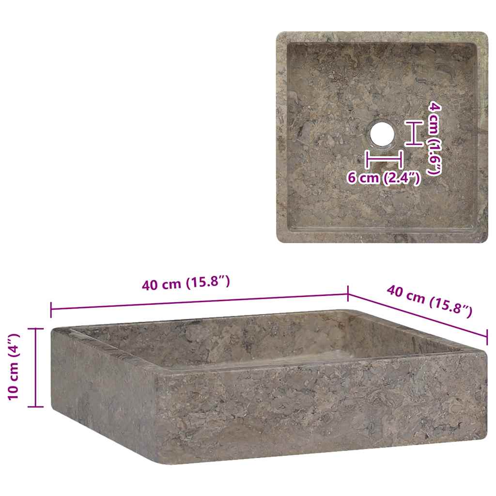 Umivaonik sivi 40 x 40 x 10 cm mramorni