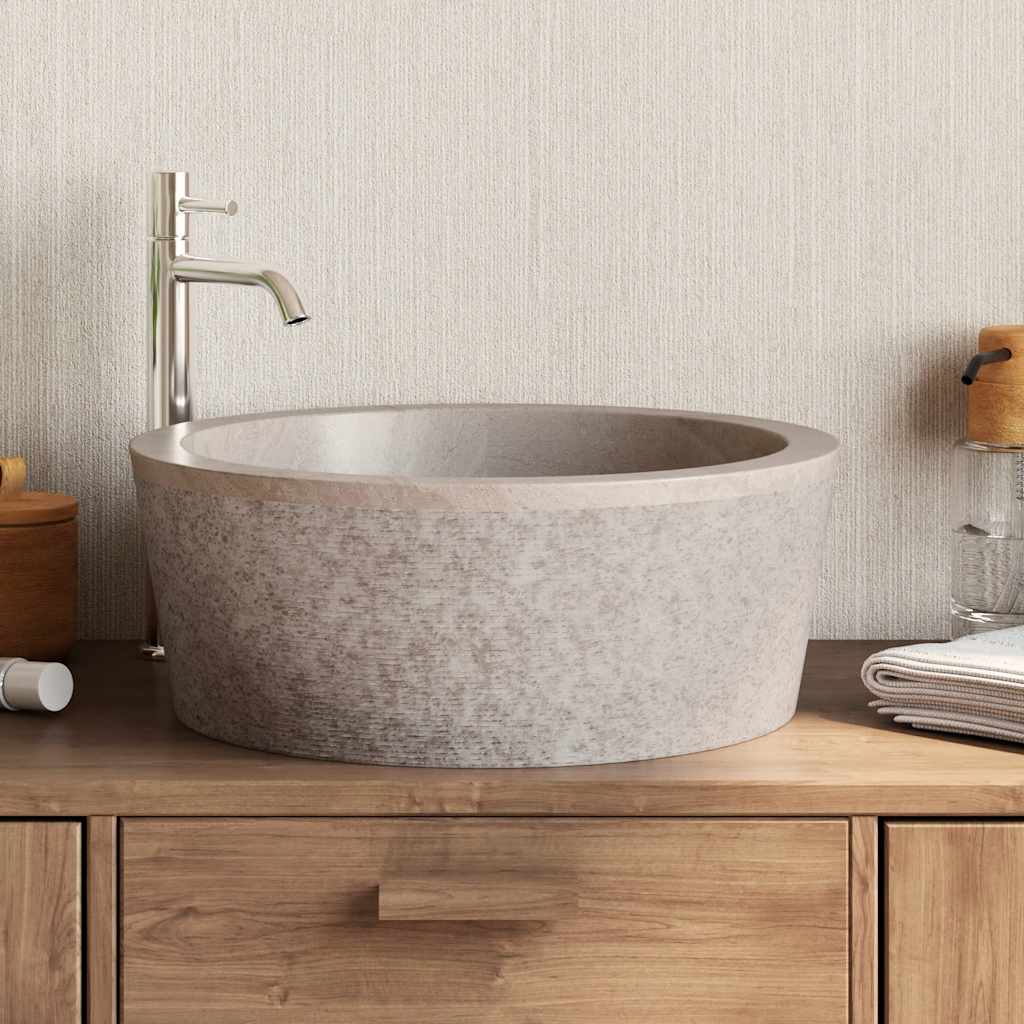 Umivaonik sivi Ø 40 x 15 cm mramorni