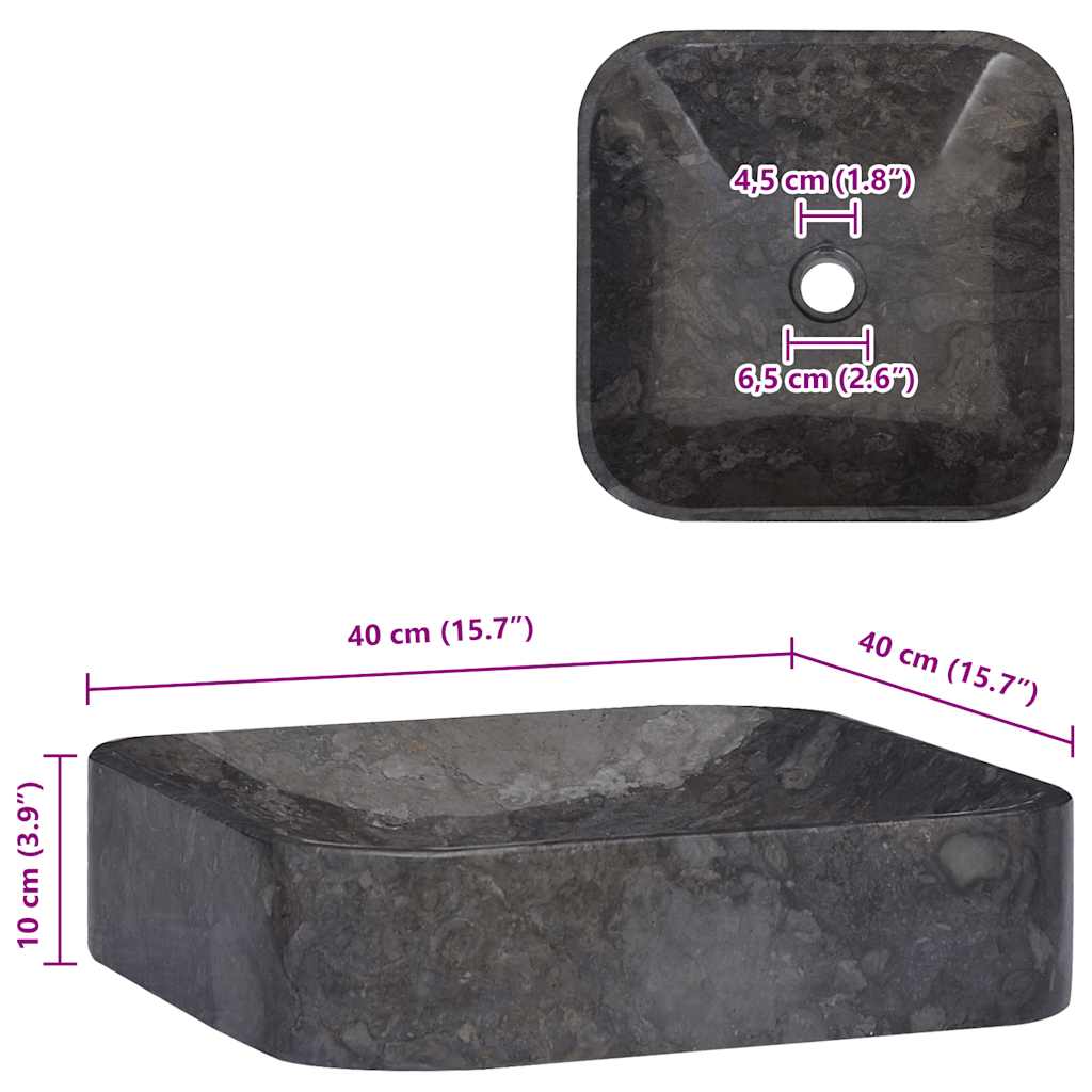 Umivaonik crni 40 x 40 x 10 cm mramorni