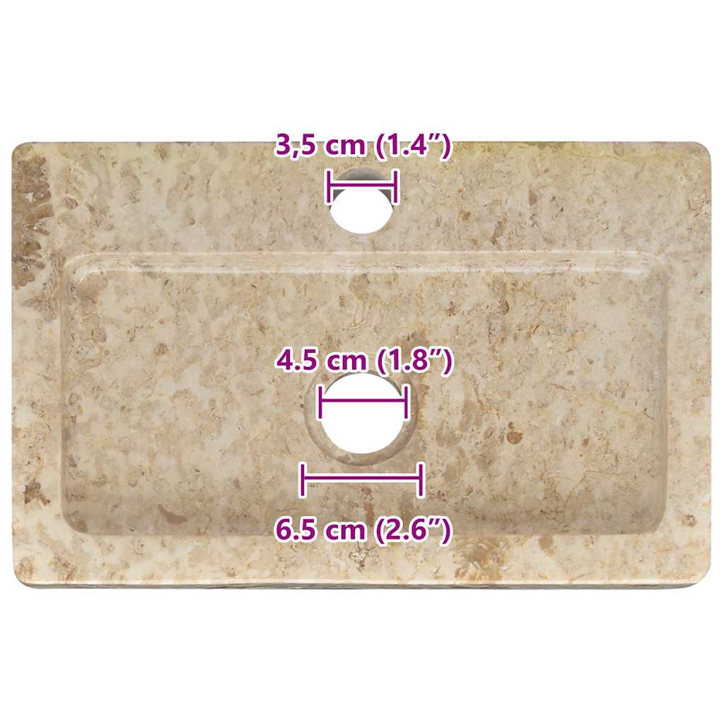 Zidni umivaonik krem 38 x 24 x 6,5 cm mramorni
