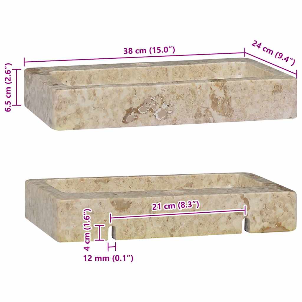 Zidni umivaonik krem 38 x 24 x 6,5 cm mramorni