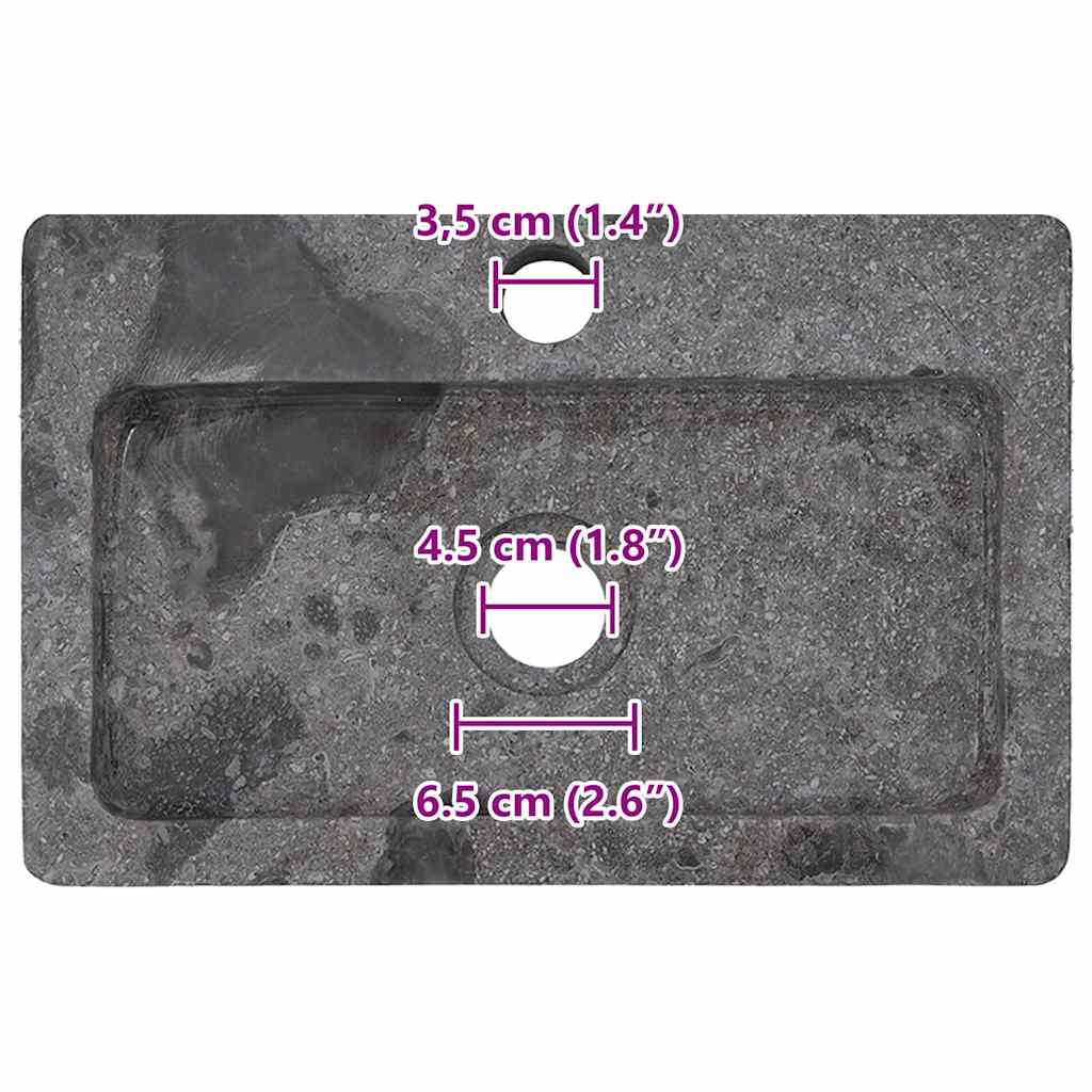 Zidni umivaonik sivi 38 x 24 x 6,5 cm mramorni