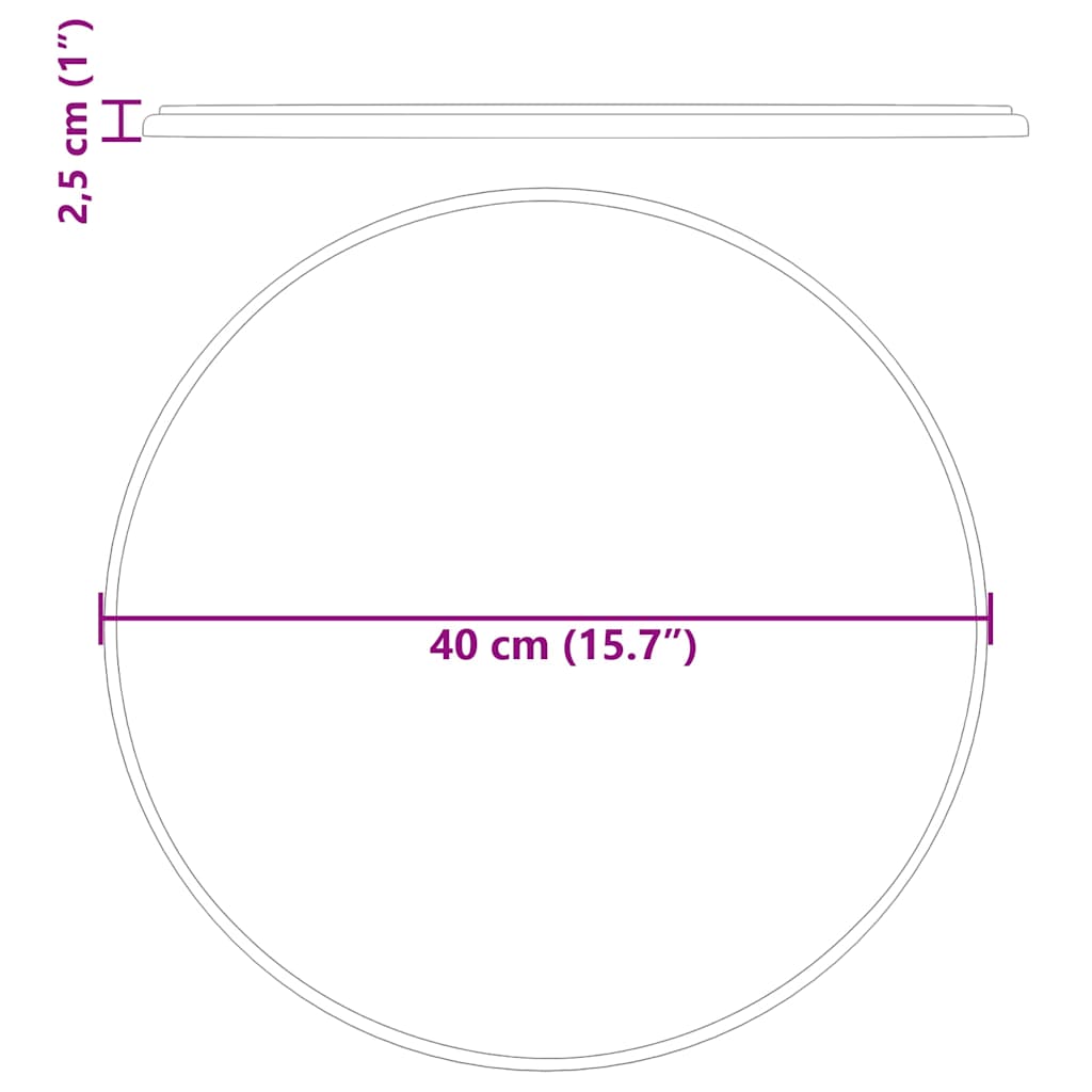 Stolna ploča crna Ø 40 x 2,5 cm mramorna