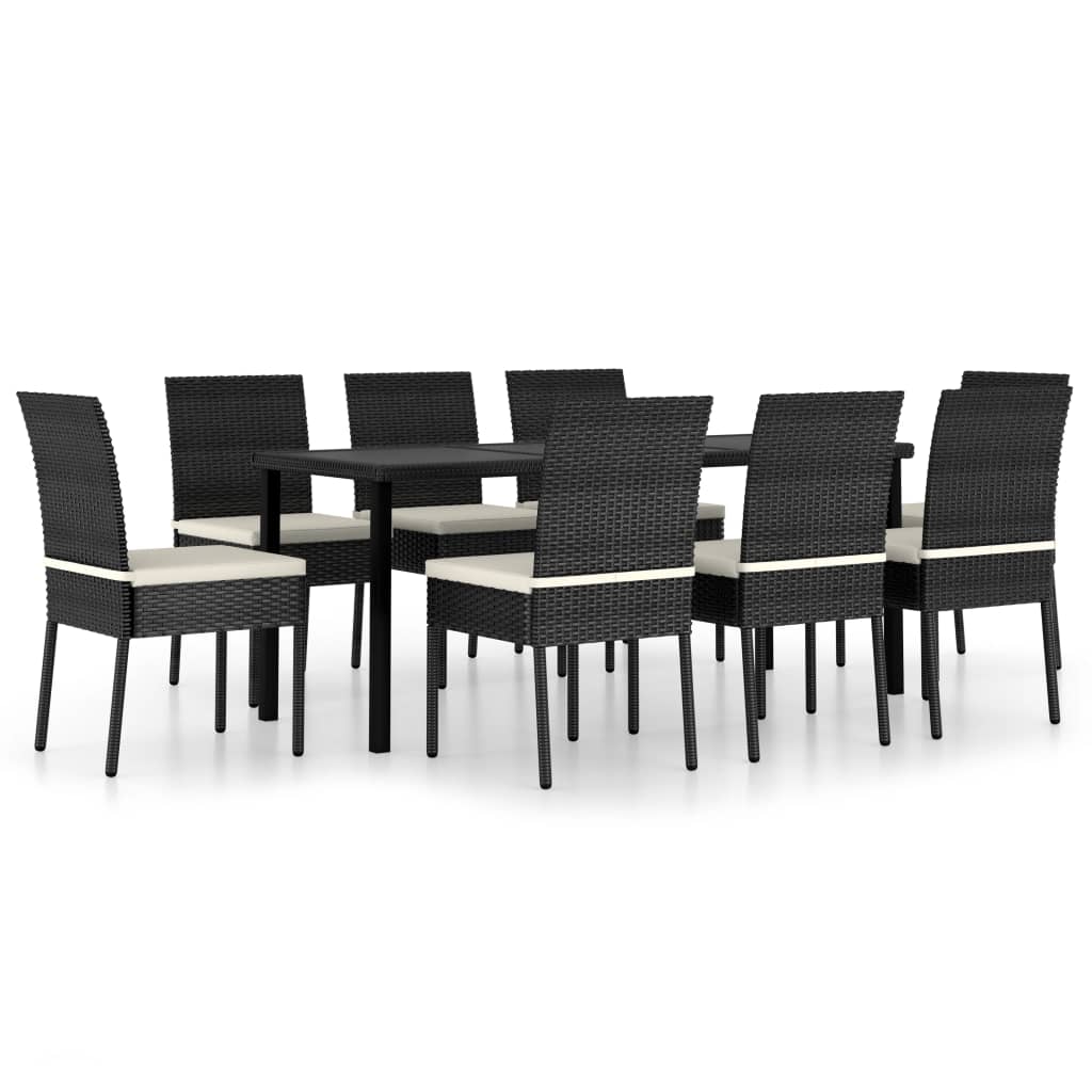 9-dijelni vrtni blagovaonski set od poliratana crni