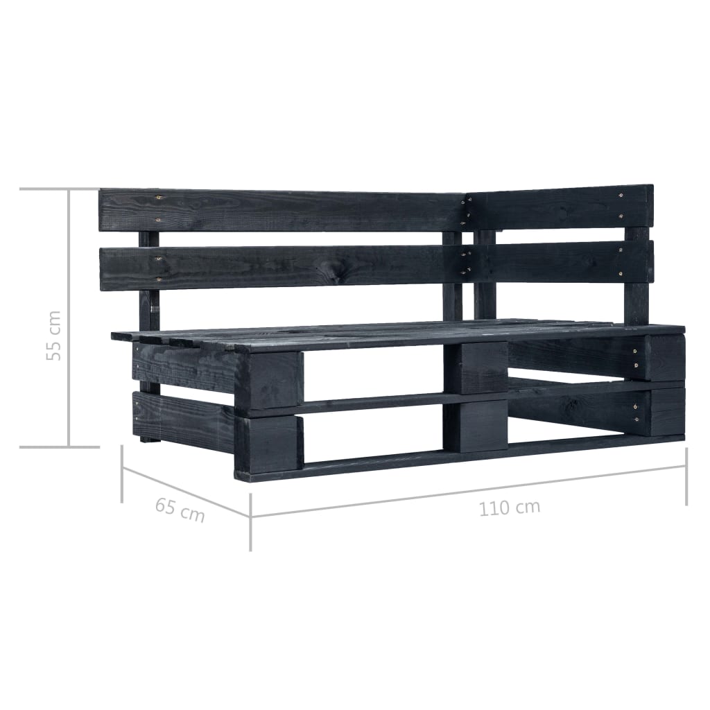Kutna vrtna sofa od paleta od crno impregnirane borovine