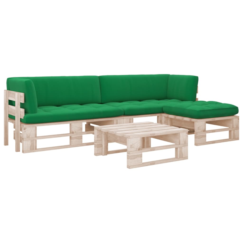 4-dijelna garnitura od paleta s jastucima impregnirana borovina