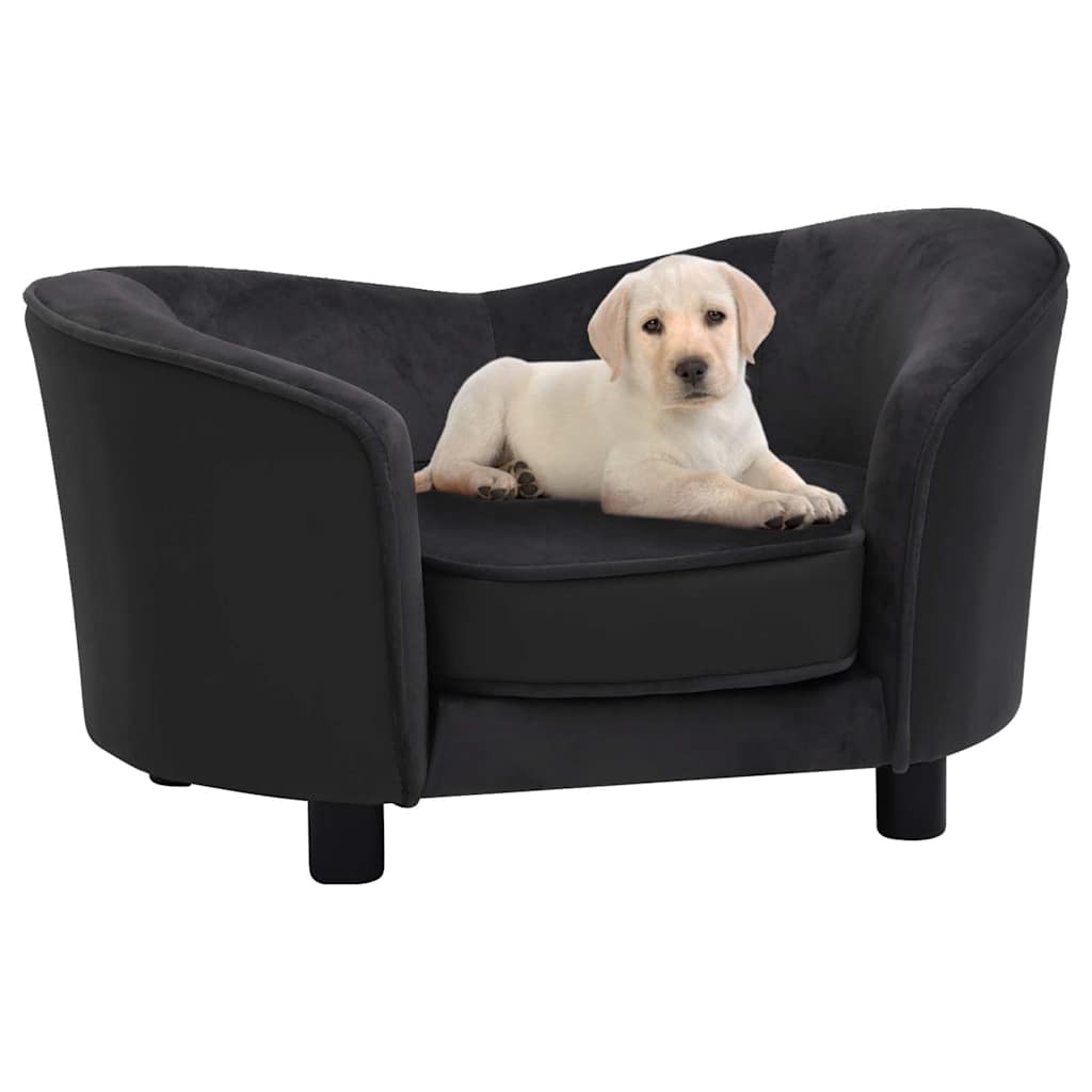 Sofa za pse crna 69 x 49 x 40 cm od pliša i umjetne kože