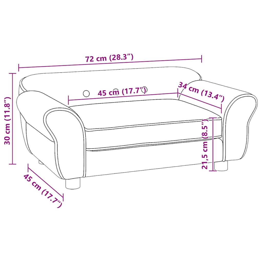 Sofa za pse crna 72 x 45 x 30 cm plišana