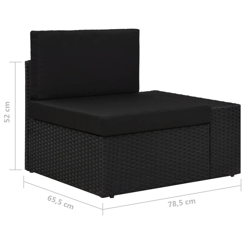9-dijelna vrtna garnitura od poliratana s jastucima crna
