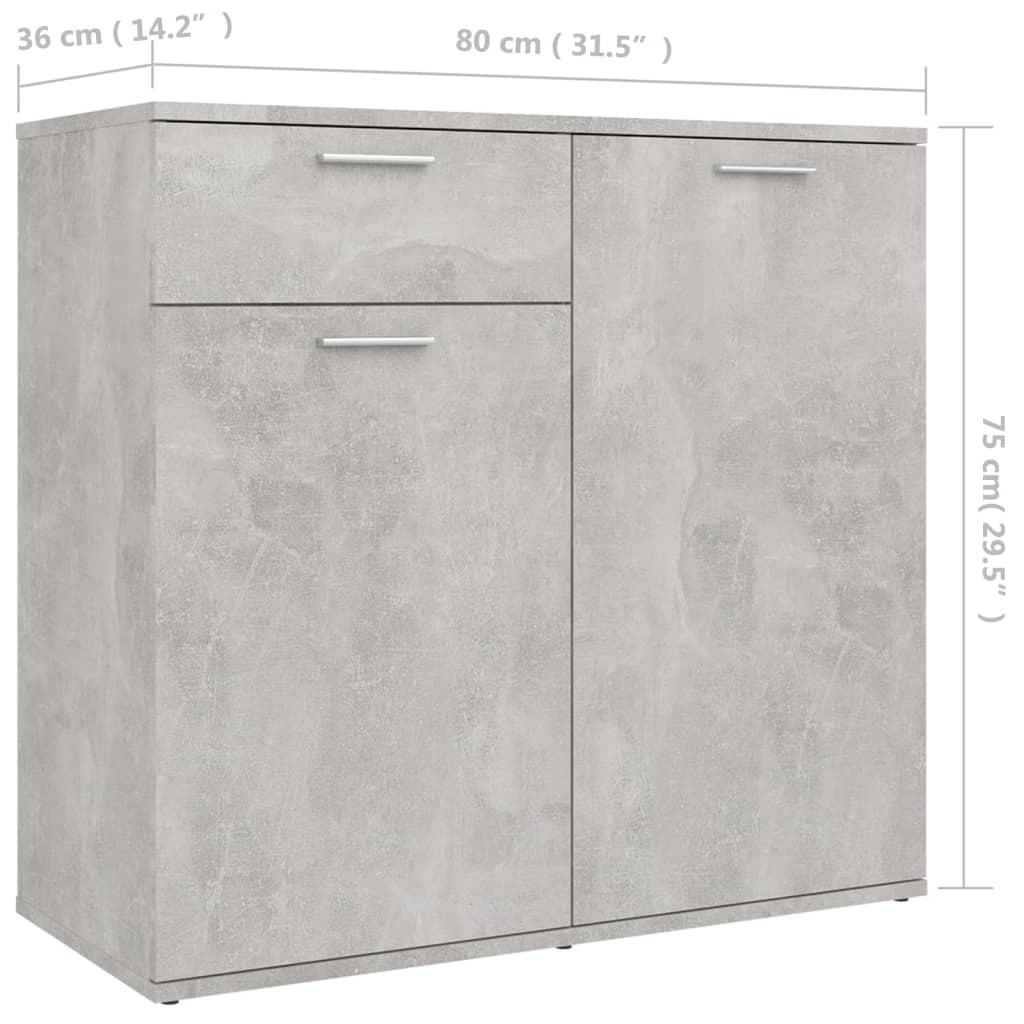 Komoda siva boja betona 80 x 36 x 75 cm od konstruiranog drva