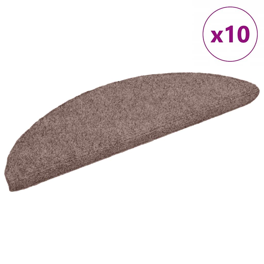 Prostirke za stepenice, samoljepljive, 10 kom, 56x17x3 cm, svijetlosmeđe, poluokrugle