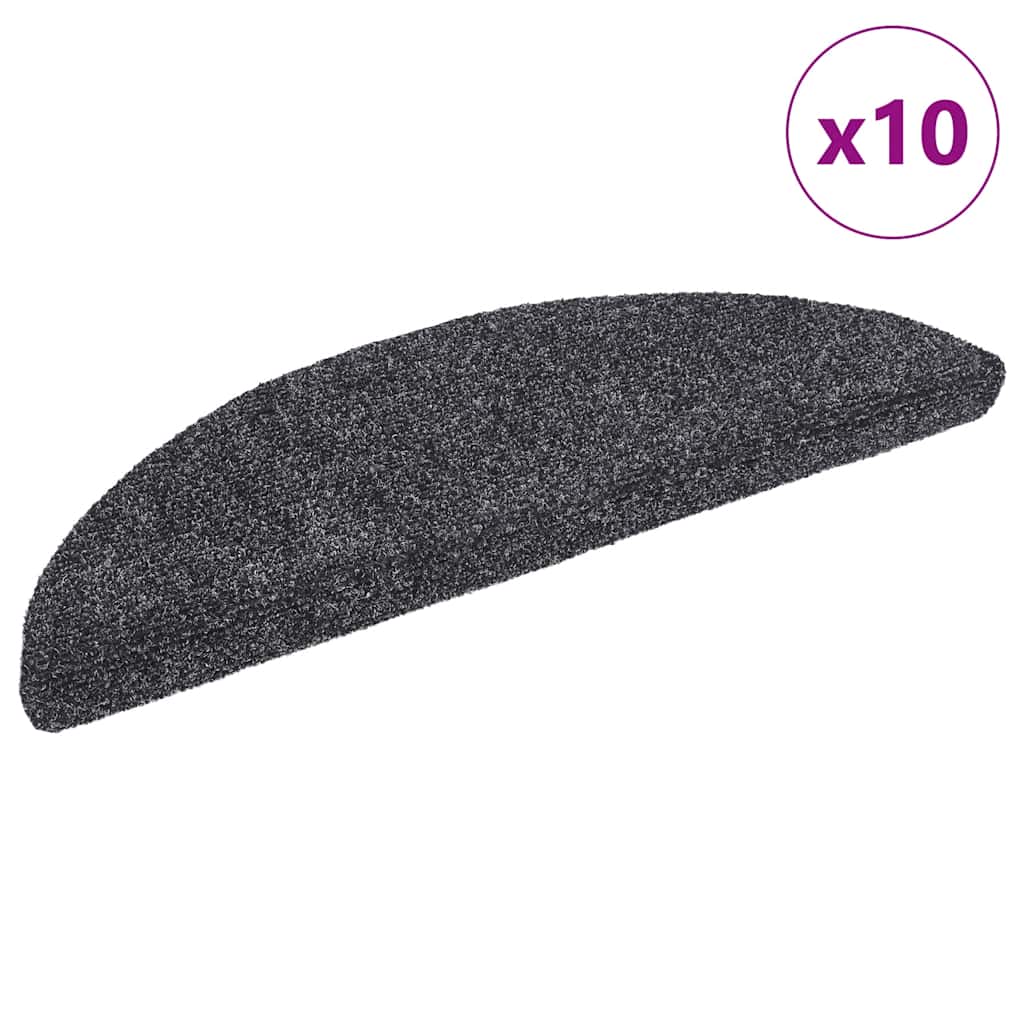 Prostirke za stepenice, samoljepljive, 10 kom, 56x17x3 cm, tamno sive, poluokrugle