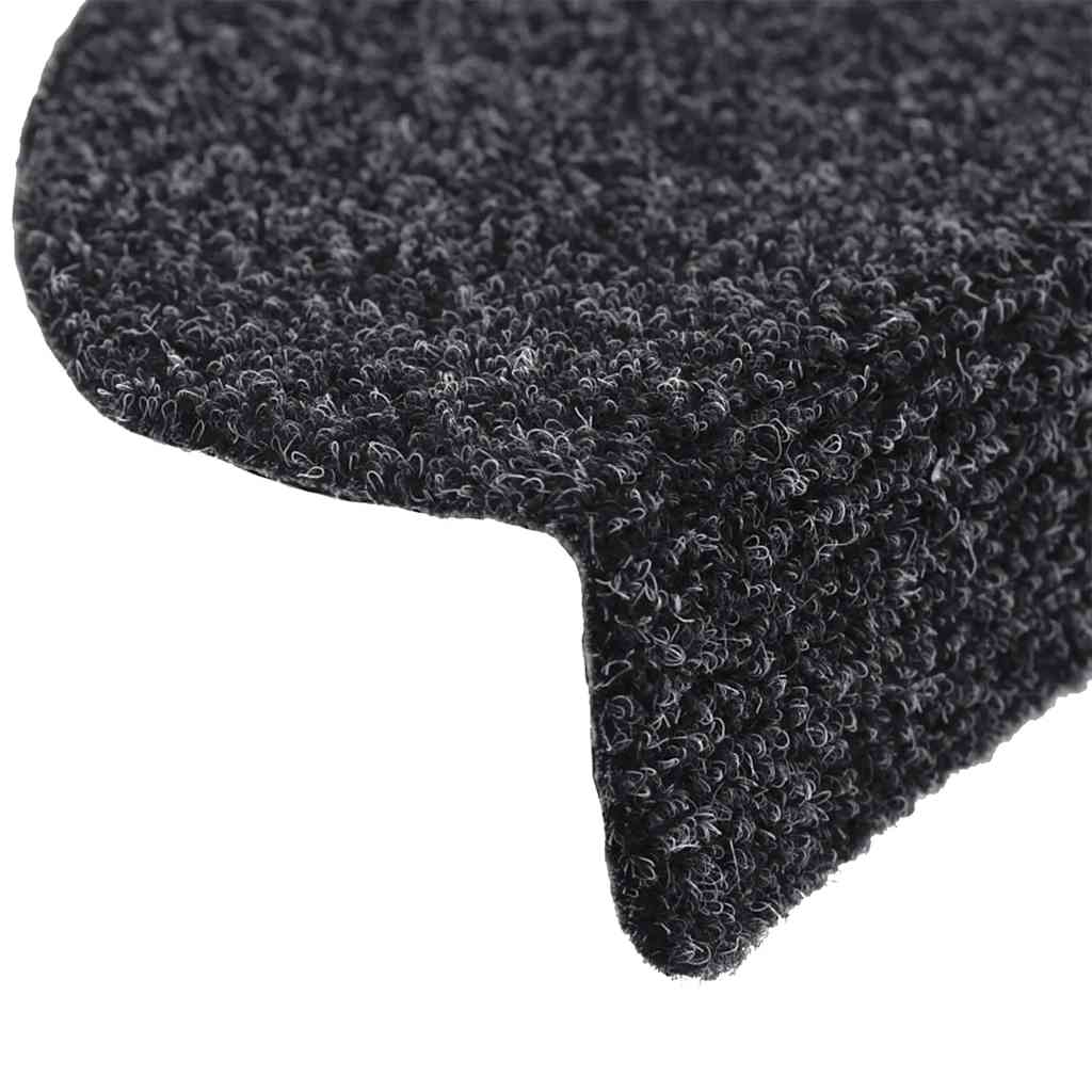Prostirke za stepenice, samoljepljive, 5 kom, 56x17x3 cm, crne, poluokrugle