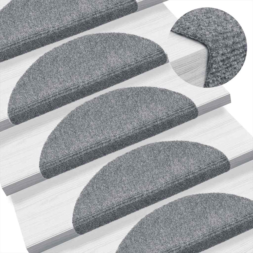 Prostirke za stepenice, samoljepljive, 5 kom, 56x17x3 cm, svijetlo sive, poluokrugle
