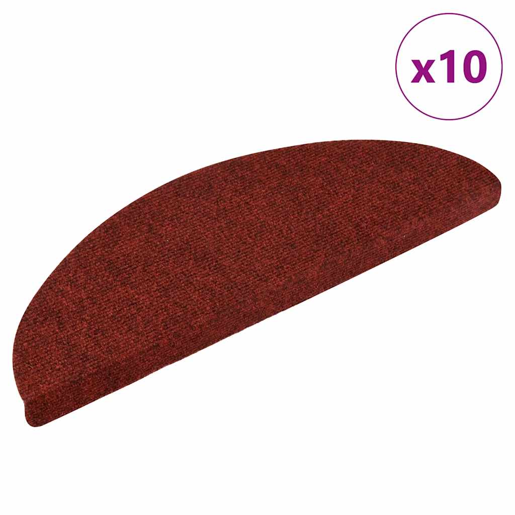 Prostirke za stepenice, samoljepljive, 10 kom, 56x17x3 cm, bordo crvene, poluokrugle