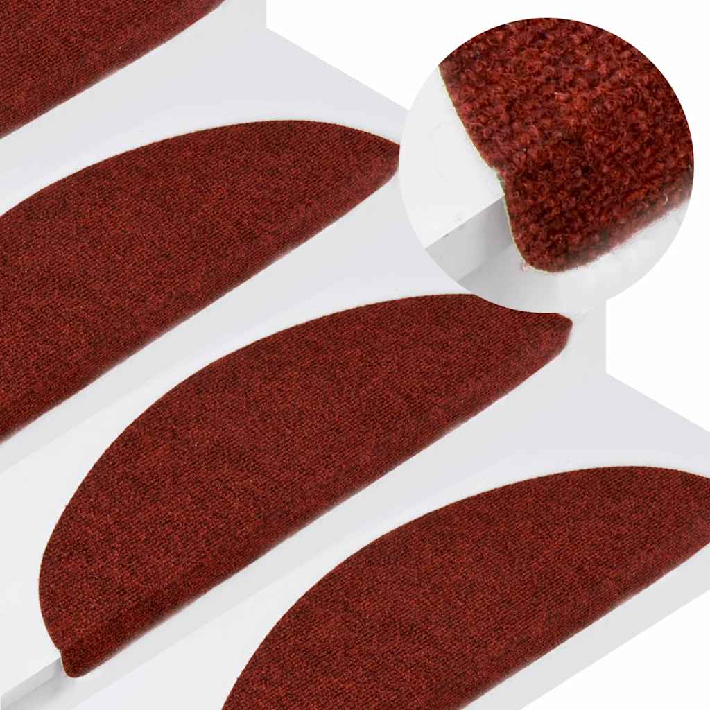 Prostirke za stepenice, samoljepljive, 10 kom, 56x17x3 cm, bordo crvene, poluokrugle