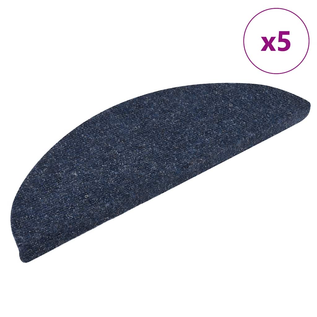 Prostirke za stepenice, samoljepljive, 5 kom, 56x17x3 cm, plave, poluokrugle