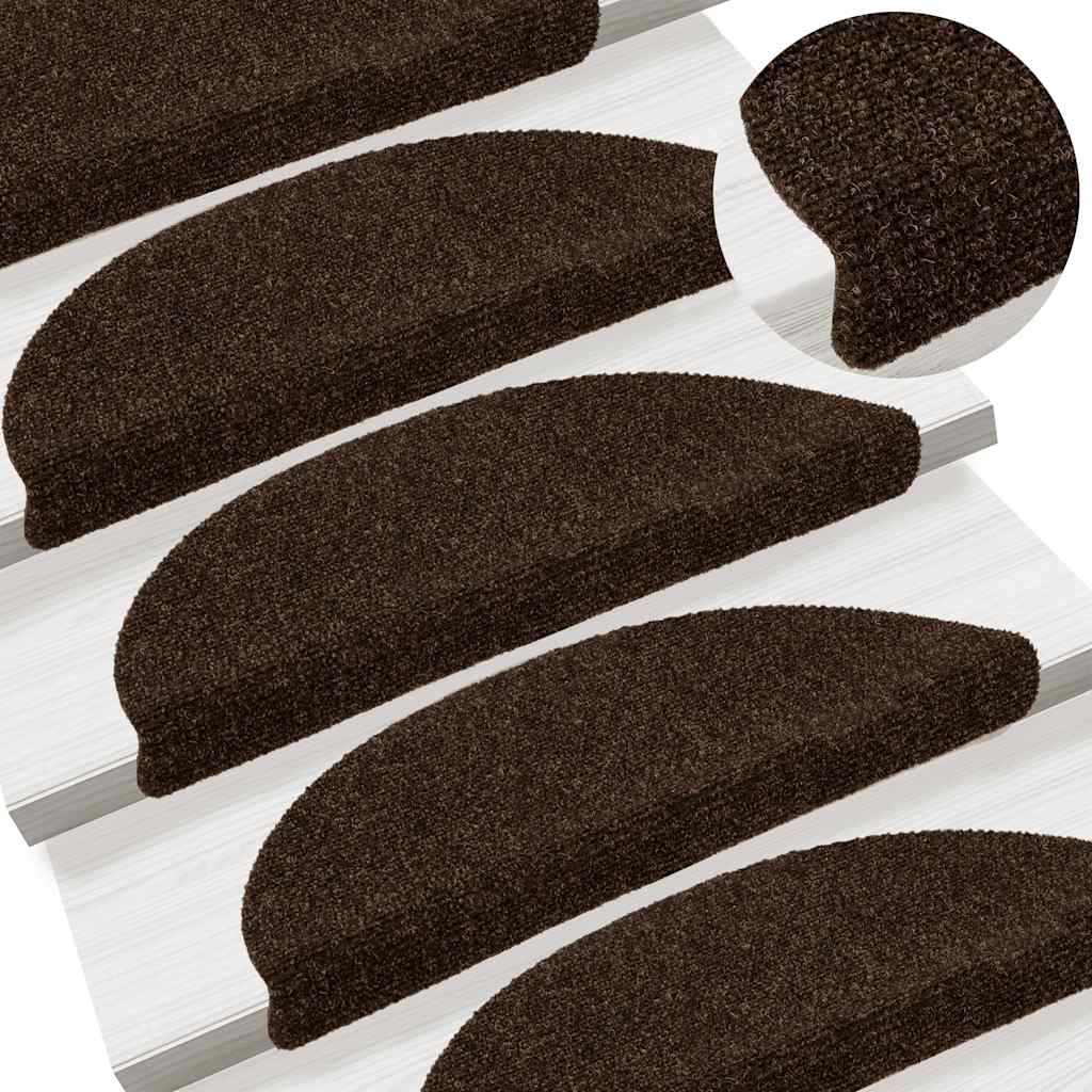 Prostirke za stepenice, samoljepljive, 10 kom, 56x17x3 cm, smeđe, poluokrugle