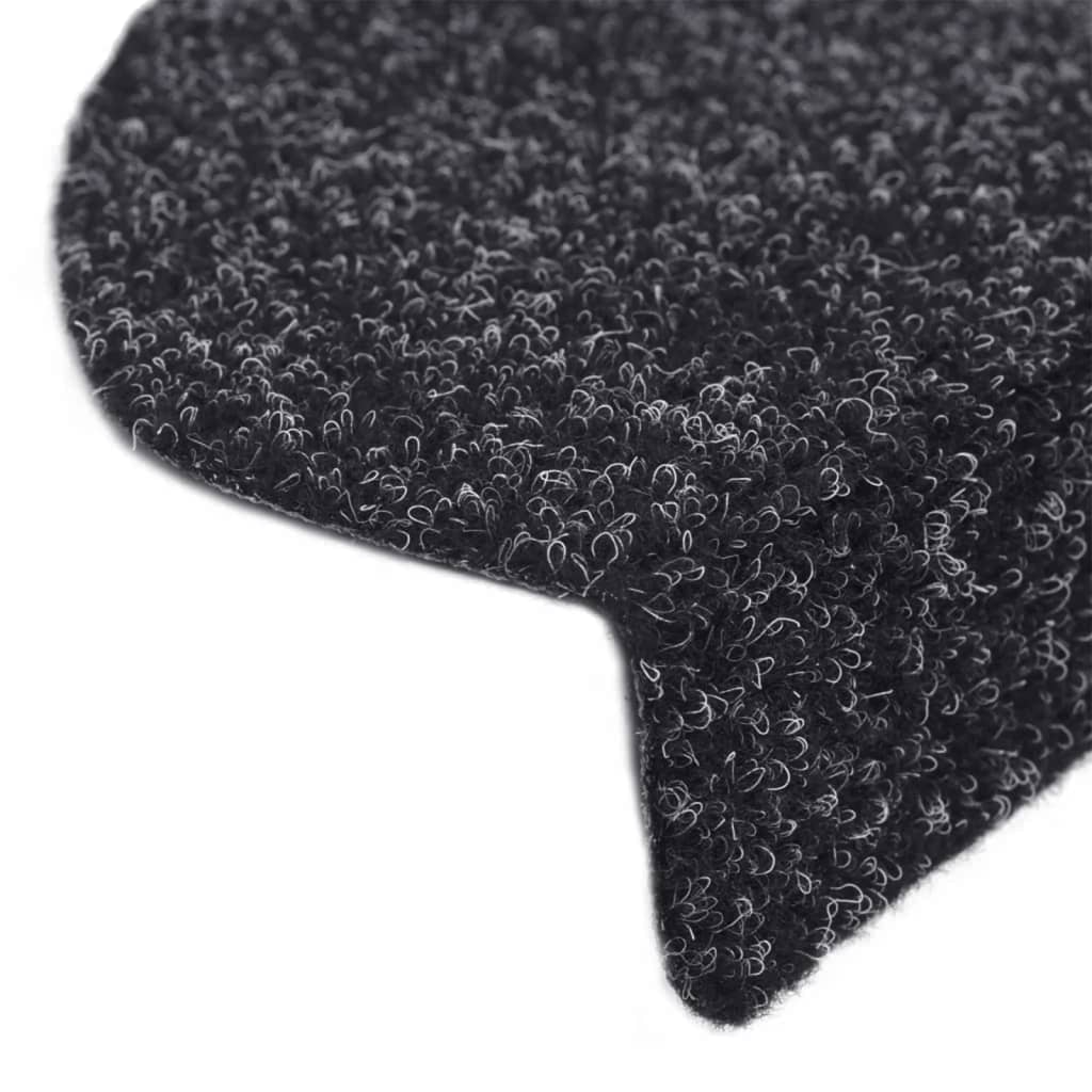 Prostirke za stepenice, samoljepljive, 5 kom, 65x21x4 cm, crne, poluokrugle, velike