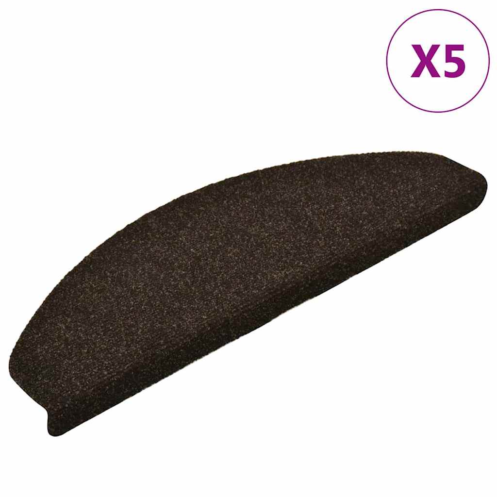 Prostirke za stepenice, samoljepljive, 5 kom, 65x21x4 cm, tamnosmeđe, poluokrugle, velike