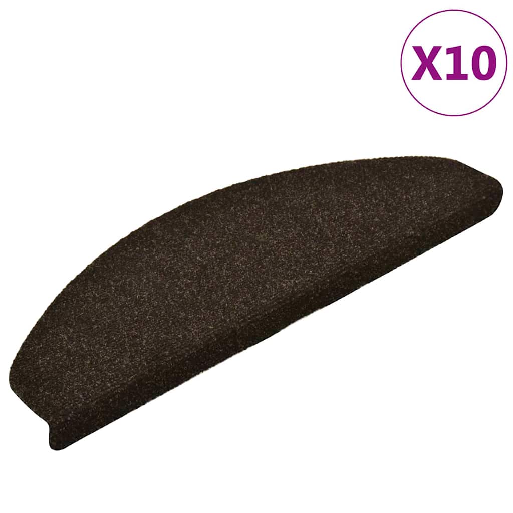 Prostirke za stepenice, samoljepljive, 10 kom, 65x21x4 cm, tamnosmeđe, poluokrugle, velike