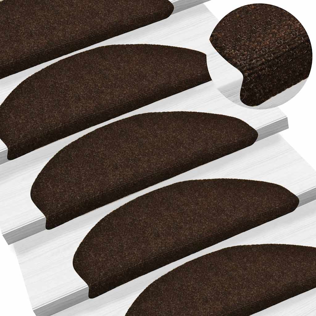 Prostirke za stepenice, samoljepljive, 5 kom, 65x21x4 cm, smeđe, poluokrugle, velike