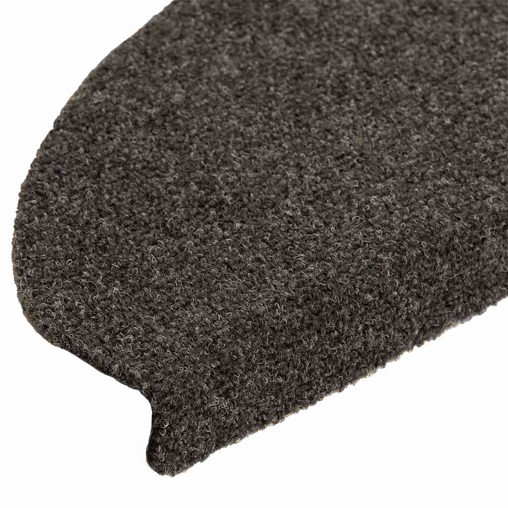 Prostirke za stepenice, samoljepljive, 10 kom. 65x21x4 cm, antracit, poluokrugle, velike