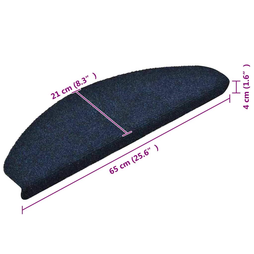 Prostirke za stepenice, samoljepljive, 10 kom. 65x21x4 cm, tamnoplave, poluokrugle, velike