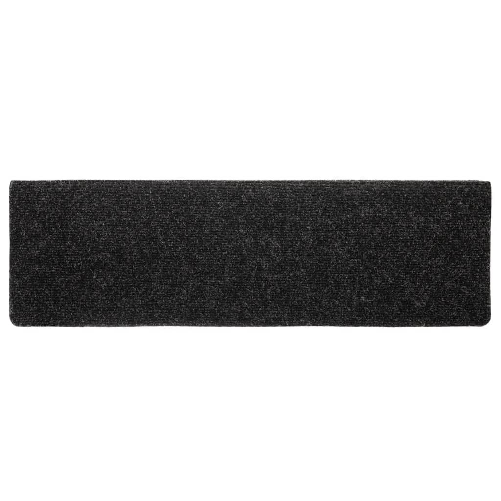 Prostirke za stepenice samoljepljive 10 kom 65x21x4 cm crne pravokutne rubove