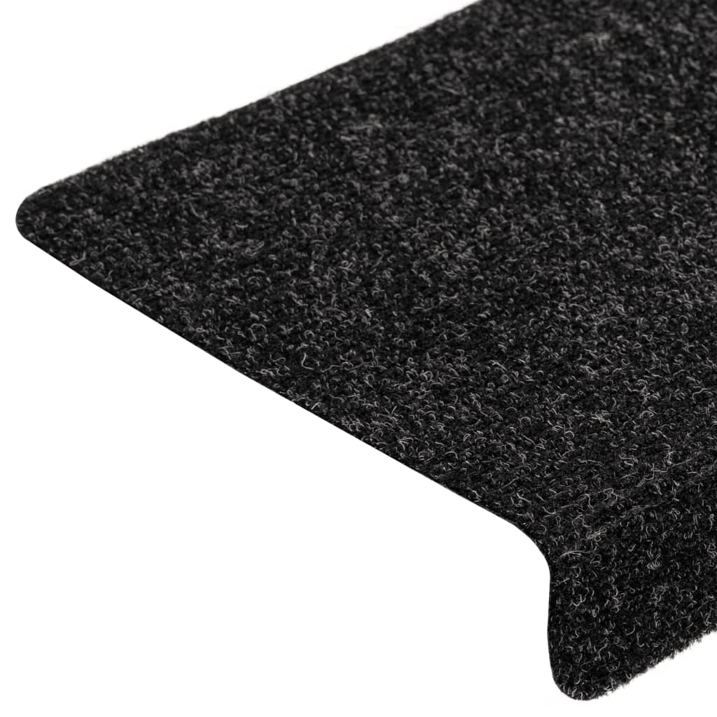 Prostirke za stepenice samoljepljive 10 kom 65x21x4 cm crne pravokutne rubove