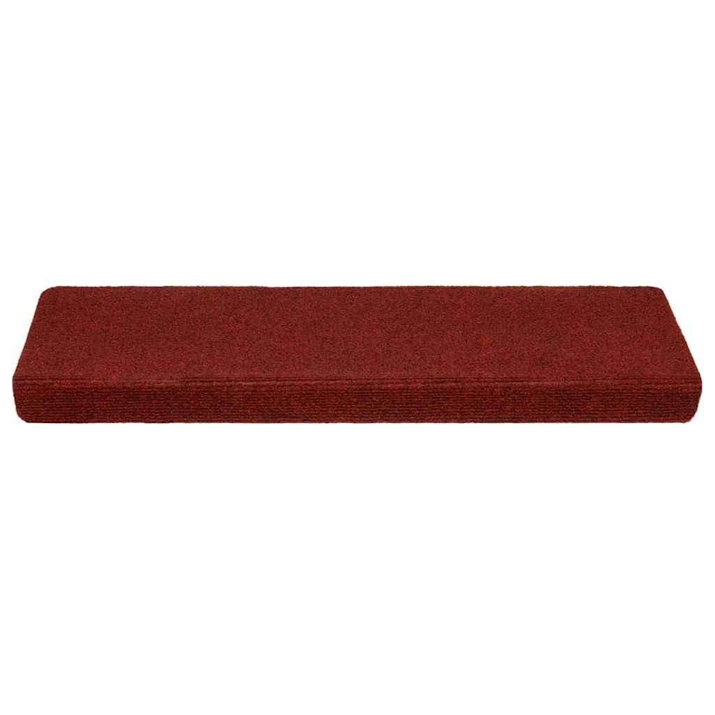 Prostirke za stepenice, samoljepljive, 5 kom, 65x21x4 cm, bordo crvene, pravokutni rub