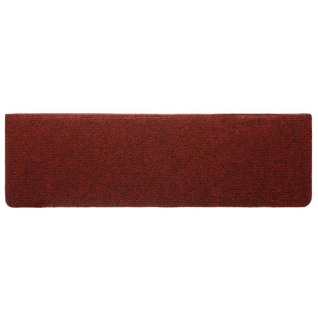 Prostirke za stepenice, samoljepljive, 5 kom, 65x21x4 cm, bordo crvene, pravokutni rub